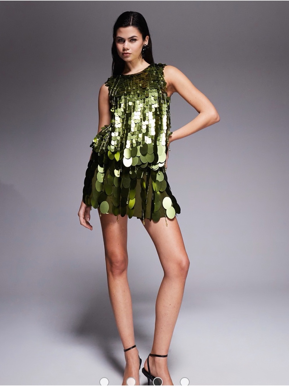 ASOS Olive Green Sequin Mini Dress